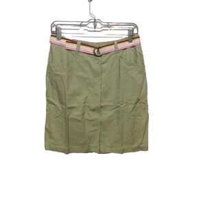 Christopher Bank Buttons Down Front Includes Canvas Belt  4 Sage Green Linen Cot